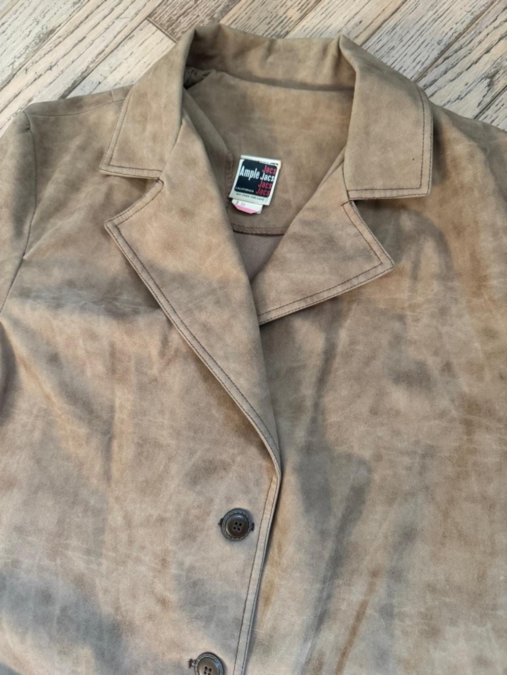 VINTAGE 70s Ample Jacs California Brushed Suede Style Cotton Jacket Groovy Retro - Picture 3 of 11